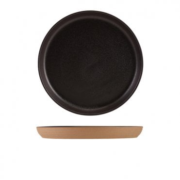 Kava Black Stoneware Ribbed Plate 25cm | Box of 6