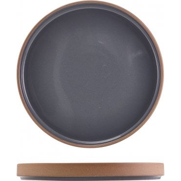 GenWare Kava Dark Grey Stoneware Raw Wall Presentation Plate 25cm | Box of 6