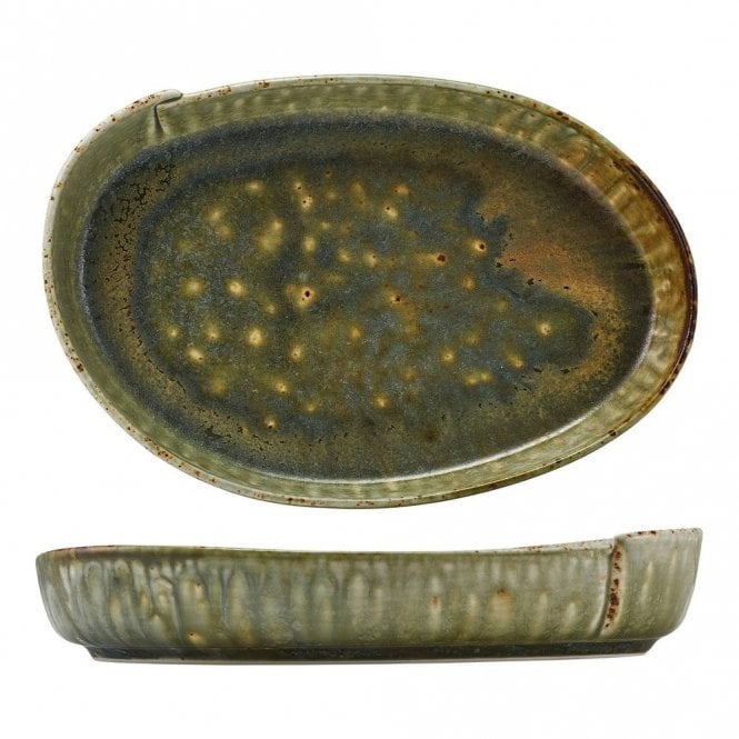 Genware Kozo Porcelain Midori Oval Plate 23cm | Box of 6