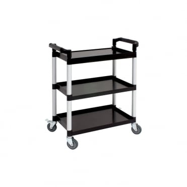Genware Large 3 Tier PP Trolley Black Shelves