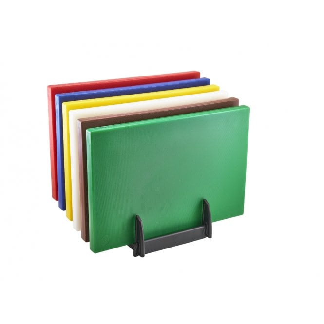 Genware Low Density Chopping Board And Rack Set 18 x 12 x 1