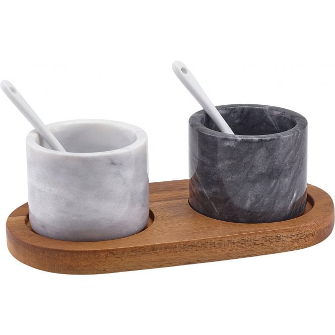Genware Marble Salt & Pepper Pot Set