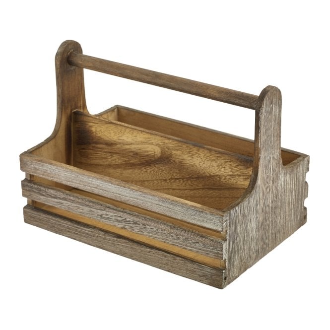 Genware Medium Rustic Wooden Table Caddy