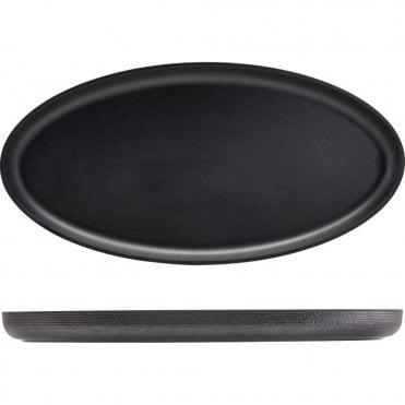 GenWare Melamine Black Jute Oval Dish 47.5 x 23.8 x 3.5cm