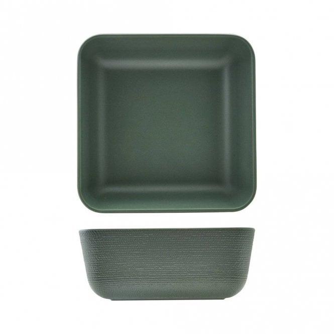 Genware  Melamine Green Jute Square Buffet Bowl 25cm