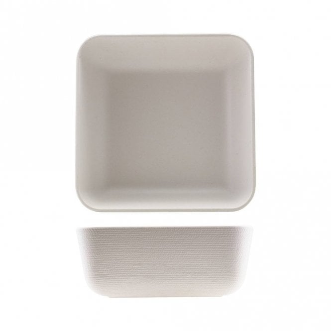 Genware  Melamine White Jute Square Buffet Bowl 25cm