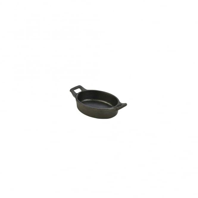 Genware Mini Cast Iron Oval Eared Dish 12 x 9 x 3cm | Box of 6