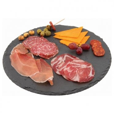 Genware Natural Edge Slate Platter 30cm Round | Box of 6