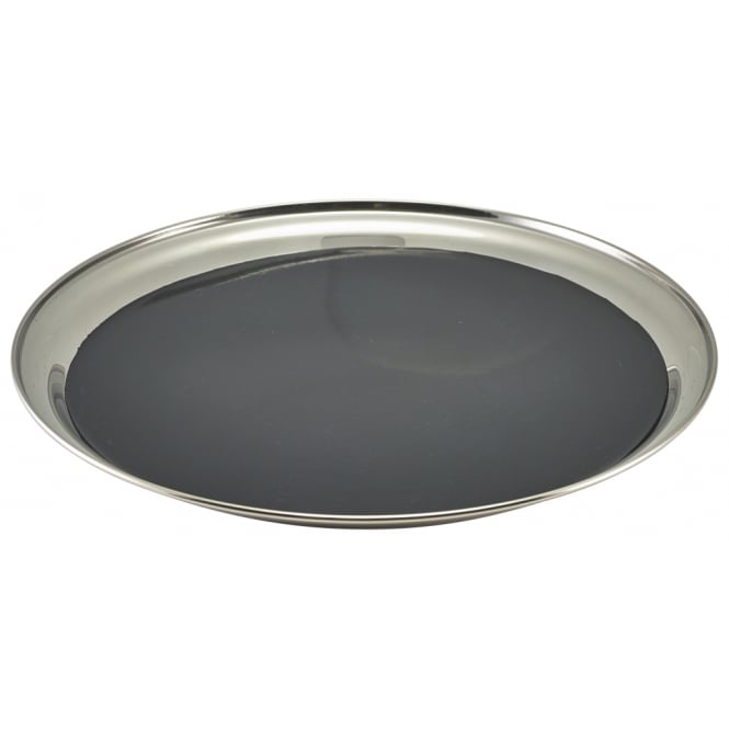 Genware Non Slip Stainless Steel Round Tray 12