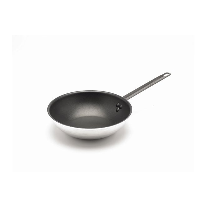 Genware Non Stick Teflon Aluminium Flat Base Wok 30cm