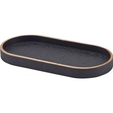 GenWare Oval Black Wood Veneer Tray 23 x 11cm