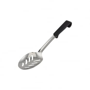 Genware Plastic Handle Spoon Slotted Black