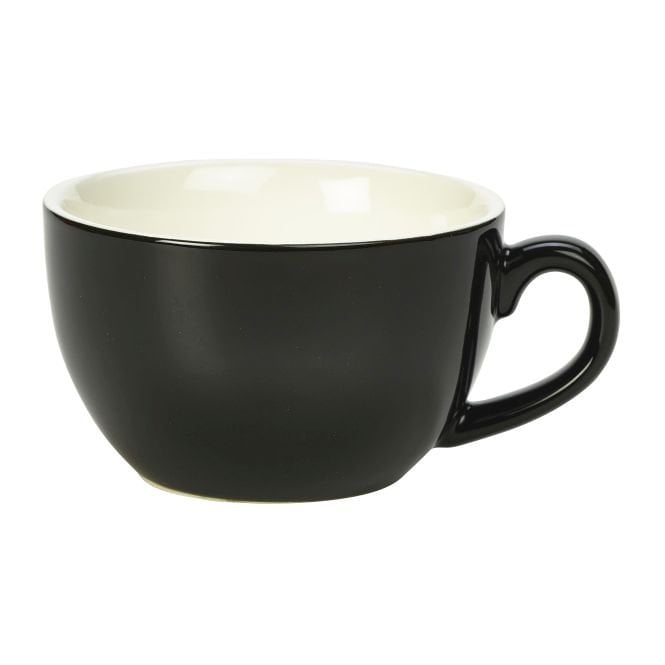 Genware  Porcelain Black Bowl Shaped Cup 25cl/ 8.75oz | Box of 6