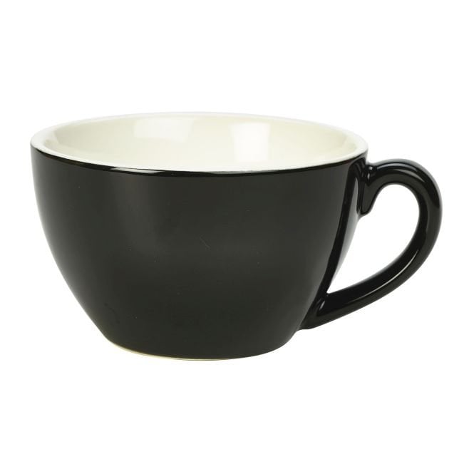 Genware  Porcelain Black Bowl Shaped Cup 34cl/ 12oz | Box of 6