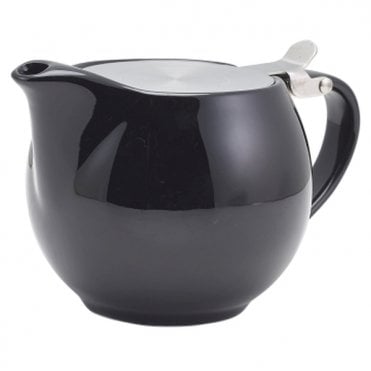 GenWare Porcelain Black Teapot with St/ St Lid & Infuser 50cl/ 17.6oz | Box of 6