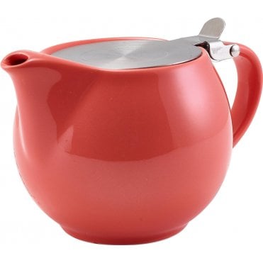 GenWare Porcelain Coral Teapot with St/ St Lid & Infuser 50cl/ 17.6oz | Box of 6