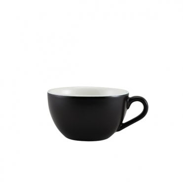 Genware Porcelain Matt Black Bowl Shaped Cup 34cl/ 12oz | Box of 6