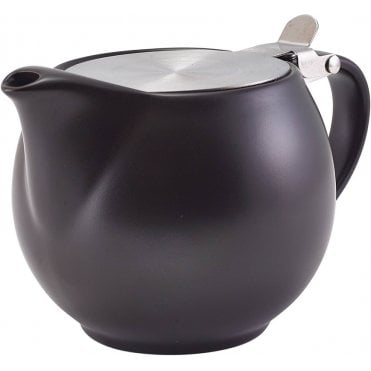 GenWare Porcelain Matt Black Teapot with St/St Lid & Infuser 50cl/ 17.6oz | Box of 6