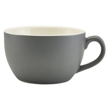 Genware Porcelain Matt Grey Bowl Shaped Cup 25cl/ 8.75oz | Box of 6