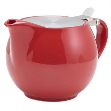 GenWare Porcelain Red Teapot with St/ St Lid & Infuser 50cl/ 17.6oz | Box of 6