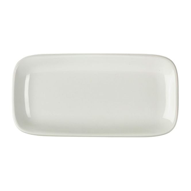 Genware  Porcelain Rounded Rectangular Plate 24.5 x 12.5cm/ 9.75 x 5
