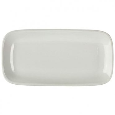 Genware Porcelain Rounded Rectangular Plate 29.5 x 15cm/ 11.5 x 6" | Box of 6