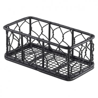 Genware Rectangular Black Wire Basket 14 x 7 x 5.5cm | Box of 6