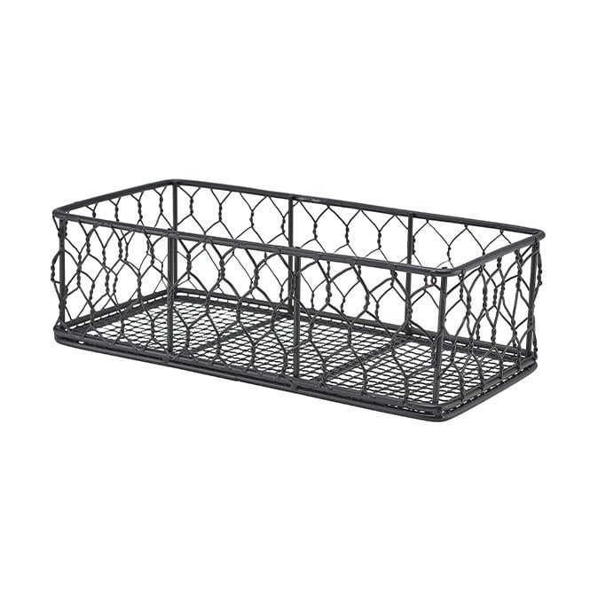 Genware  Rectangular Black Wire Basket 25 x 12 x 7.5cm | Box of 6