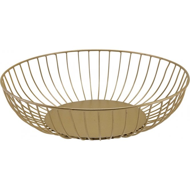 Genware  Round Gold Wire Basket 27 x 7cm