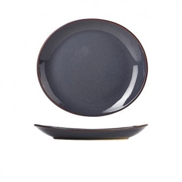 Rustic Stoneware Blue Oval Plate 25x22cm | Box of 6