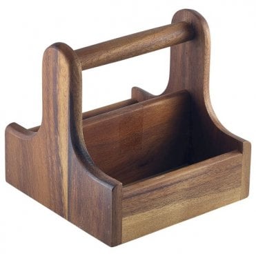 Small Dark Wood Table Caddy