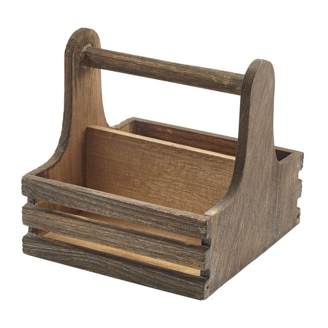 Genware Small Rustic Wooden Table Caddy
