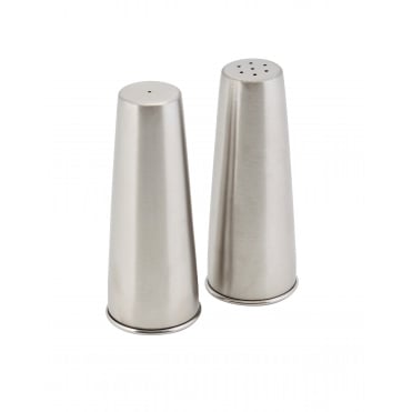 Genware Stainless Steel Conical Salt & Pepper Set | Box of 12