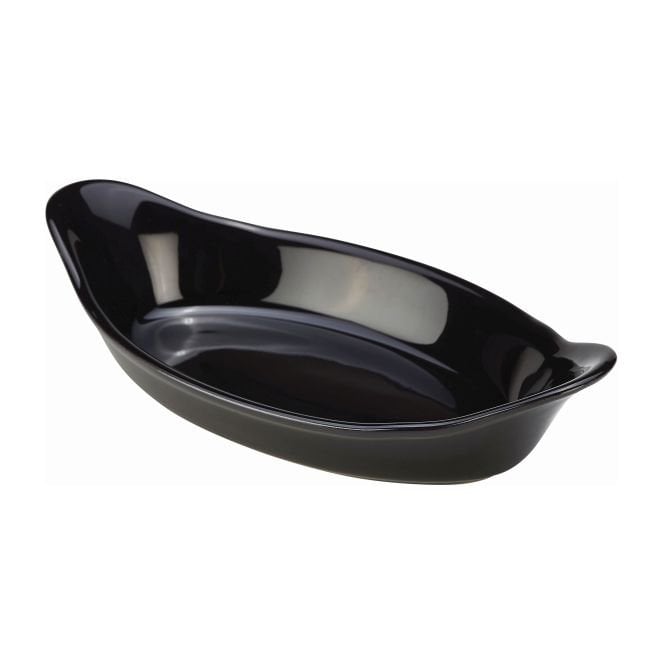Genware  Stoneware Black Oval Eared Dish 22cm/ 8.5