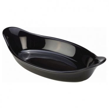 GenWare Stoneware Black Oval Eared Dish 22cm/ 8.5" | Box of 4
