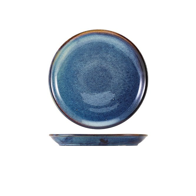 Genware Terra Porcelain Aqua Blue Coupe Plate 19cm | Box of 6