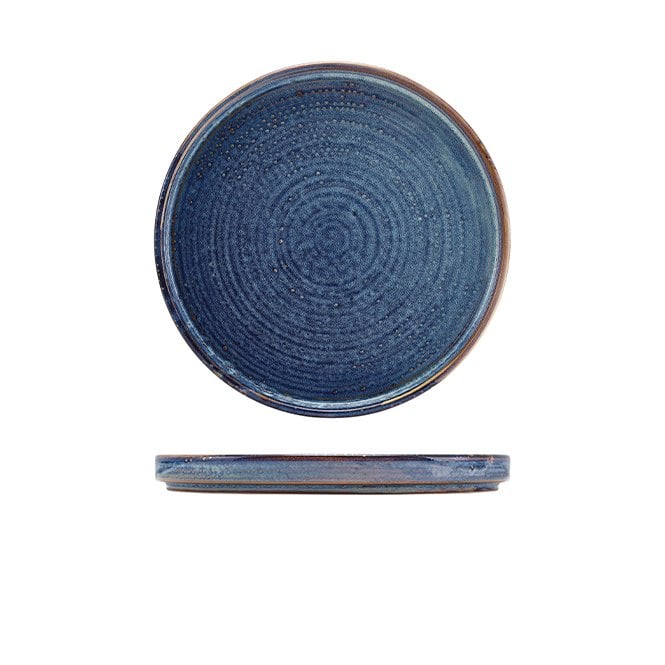 Genware Terra Porcelain Aqua Blue Low Presentation Plate 25cm | Box of 6