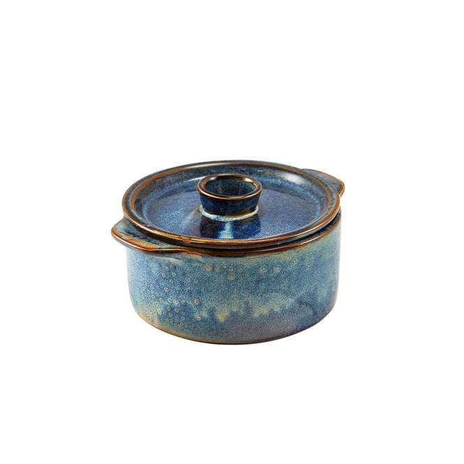 Genware Terra Porcelain Aqua Blue Mini Casserole Dish 14cm | Box of 6