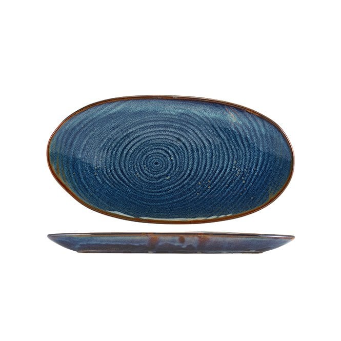 Genware Terra Porcelain Aqua Blue Organic Platter 31cm | Box of 6