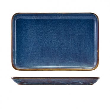 Terra Porcelain Aqua Blue Rectangular Platter 30 x 20cm | Box of 3