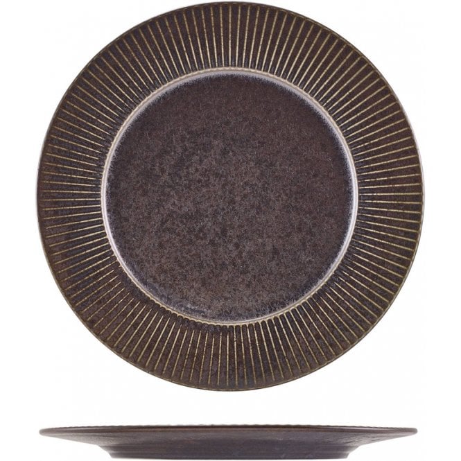 Genware Terra Porcelain Black Fluted Winged Plate 29cm | Box of 6