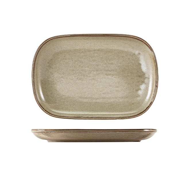 Genware Terra Porcelain Grey Rectangular Plate 24 x 16.5cm | Box of 12
