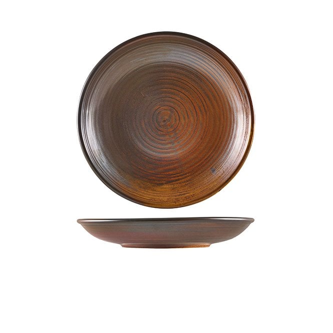Genware Terra Porcelain Rustic Copper Deep Coupe Plate 25cm | Box of 6