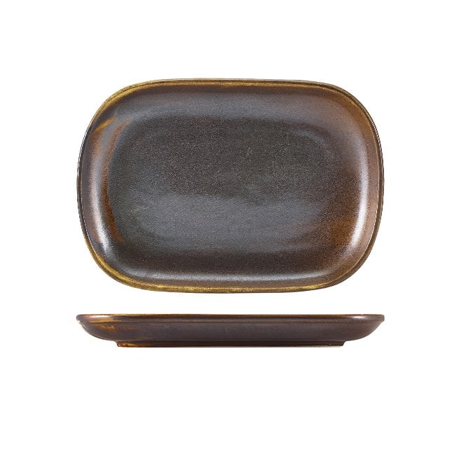 Genware Terra Porcelain Rustic Copper Rectangular Plate 24 x 16.5cm | Box of 12