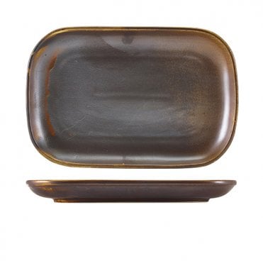 Terra Porcelain Rustic Copper Rectangular Plate 29 x 19.5cm | Box of 6