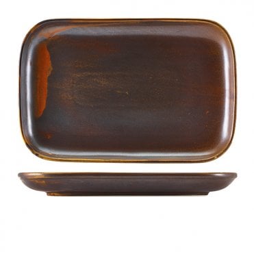 Terra Porcelain Rustic Copper Rectangular Plate 34.5 x 23.5cm | Box of 6