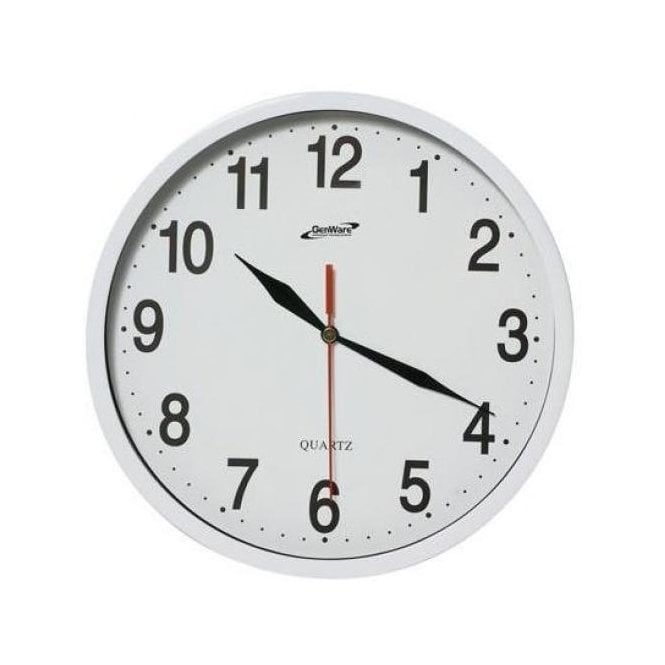 Genware Wall Clock White 24cm Dia