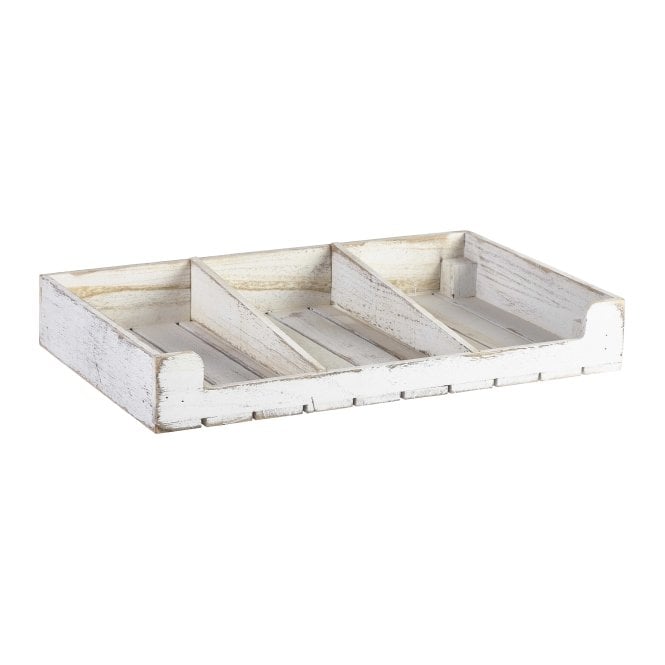 Genware White Wash Wooden Display Crate