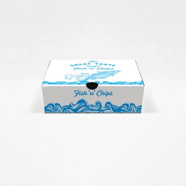Fish and Chips Box 10" Medium (155 x 272 x 53mm / 6.1 x 10 x 2") Printed | Box of 100
