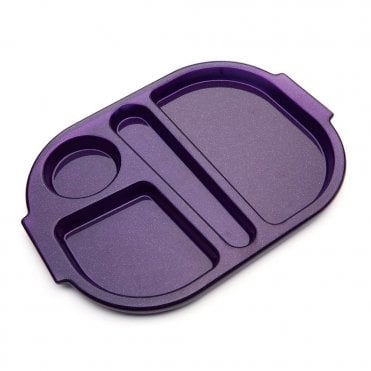 Small Polycarb Plastic Meal Tray With 4 Compartments Purple Sparkle | BOX OF 6